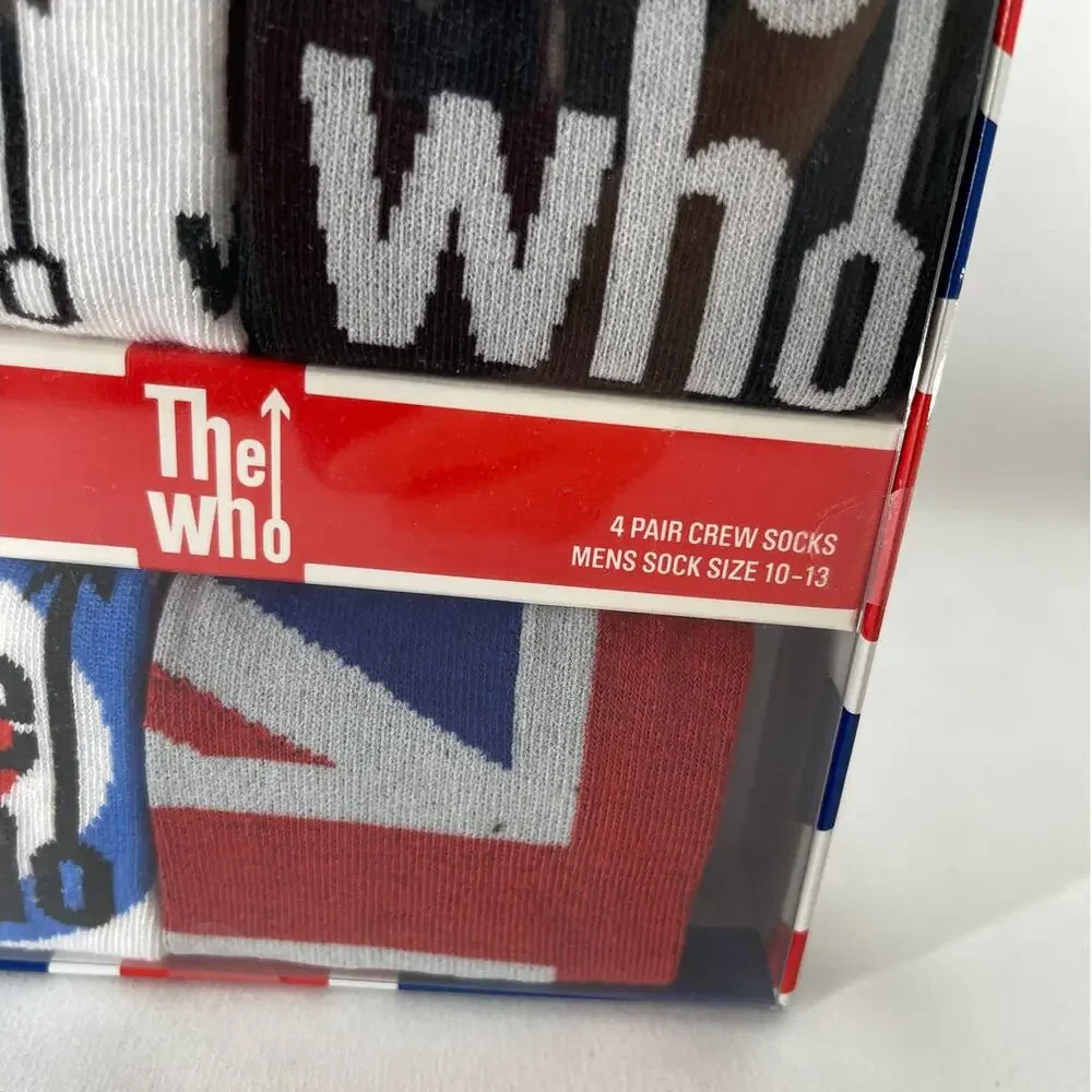 The Who 4 Pack Mens Crew Socks NEW Gift British Rock Band London Music Sz 10-13